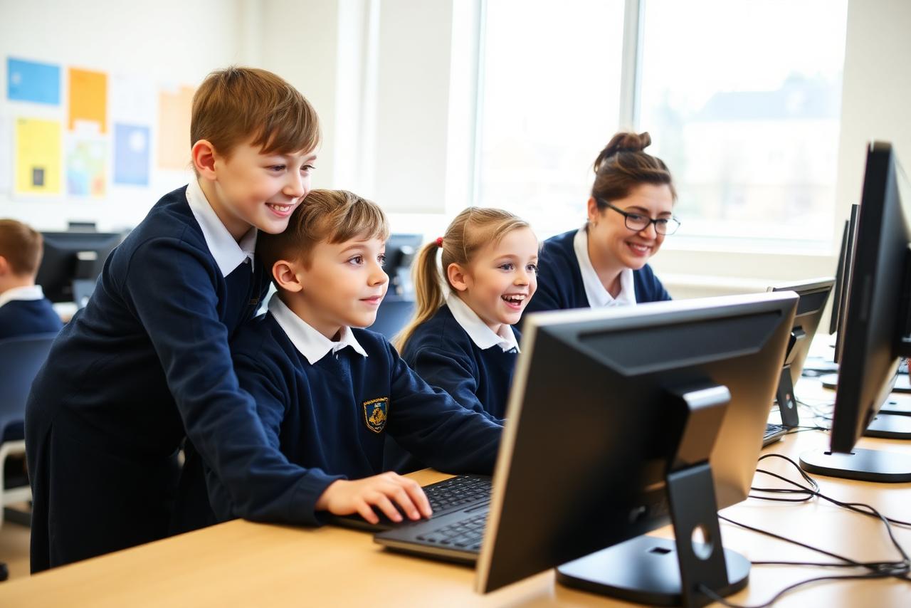 Pupils in the school ICT laboratory